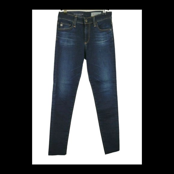 AG Farrah High Rise Skinny Crop Raw Hem Jean in 2 Years Beginning, Dark - Picture 1 of 9